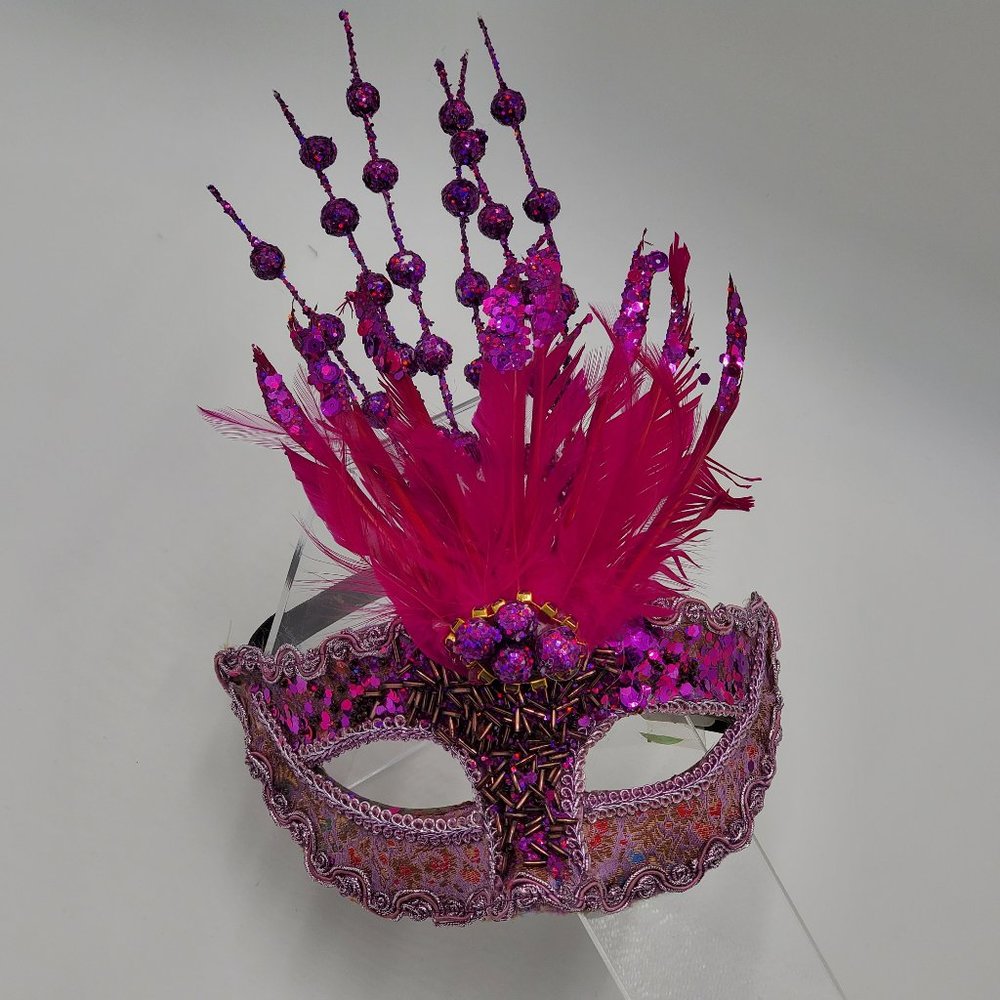 Venetian Angel Beaded & Feather Mask